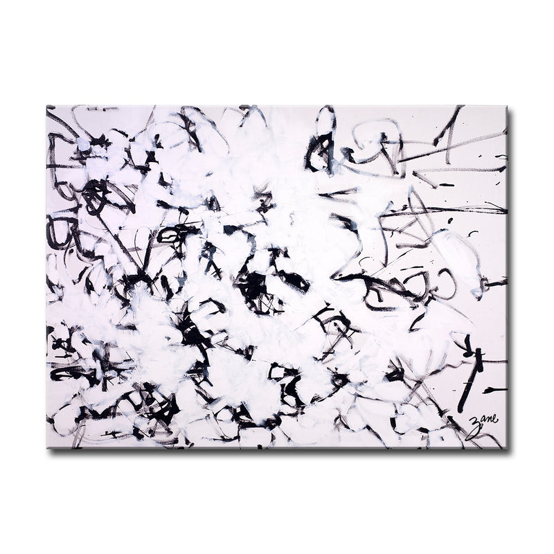 'Black and White' Abstract Wrapped Canvas Wall Art