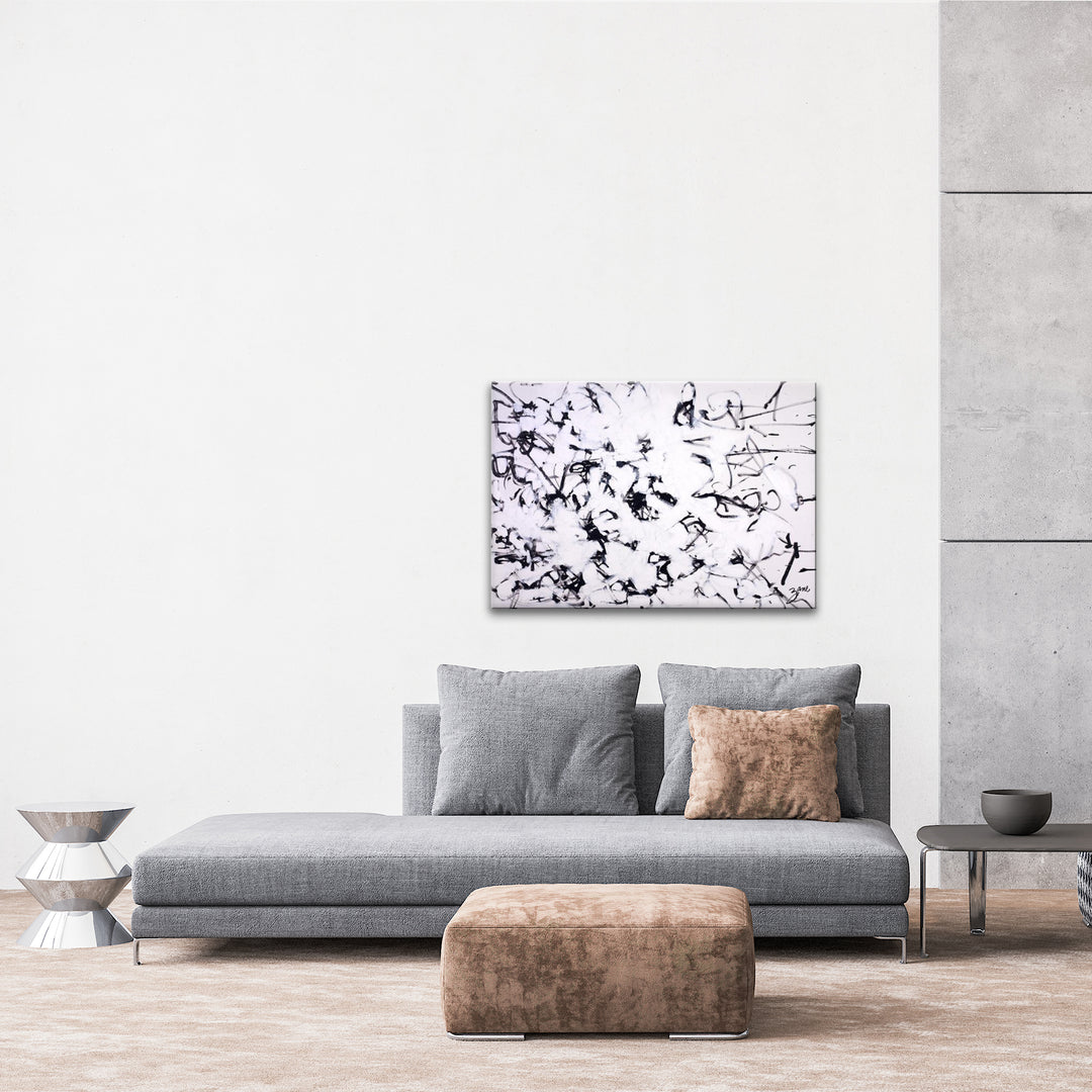 'Black and White' Abstract Wrapped Canvas Wall Art