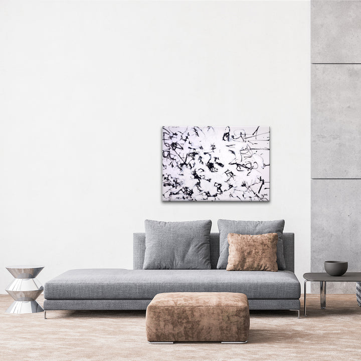 'Black and White' Abstract Wrapped Canvas Wall Art