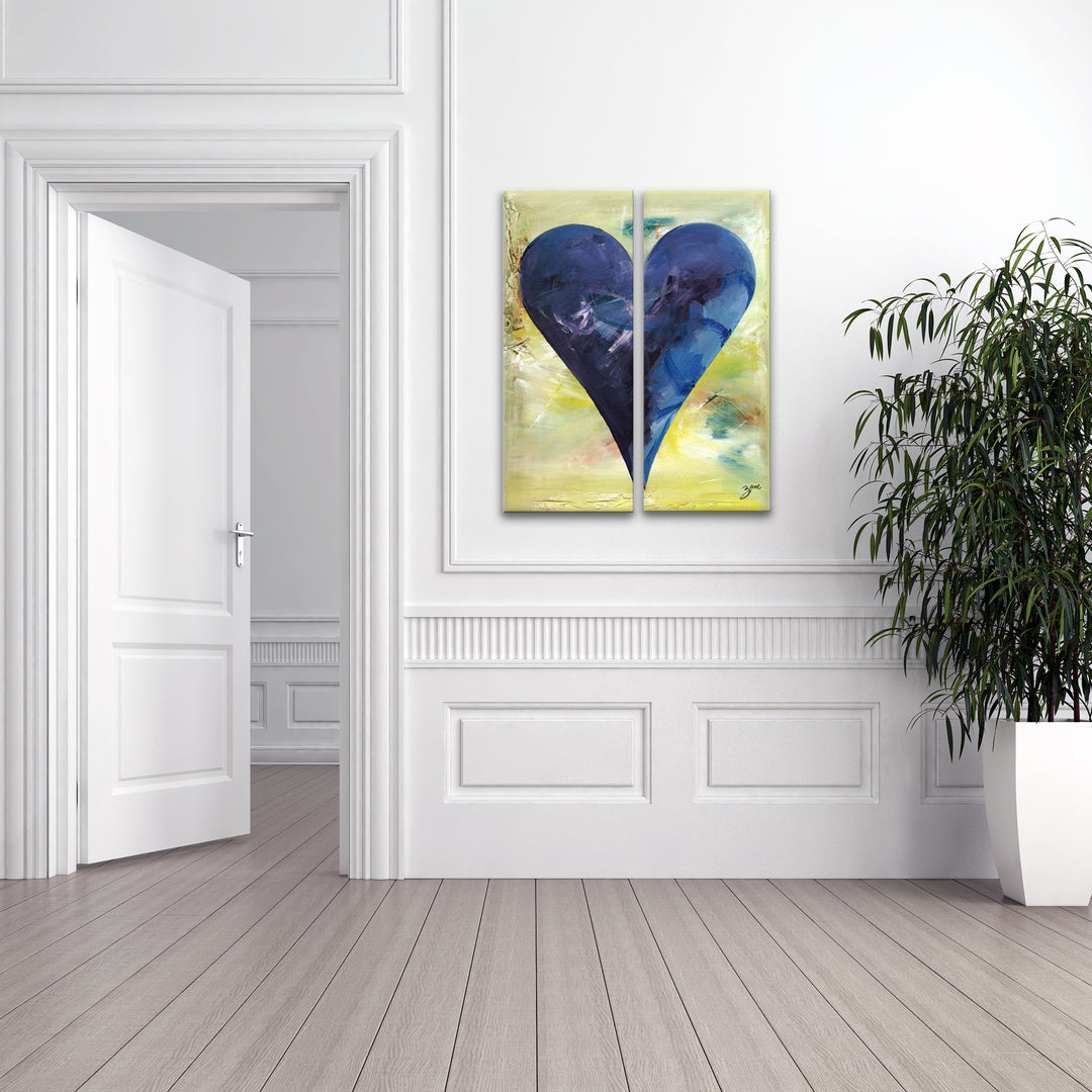 Barcelona'  Abstract Heart Wall Art Set