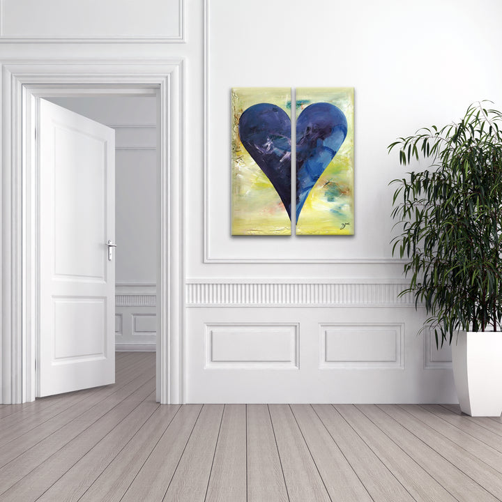 Barcelona'  Abstract Heart Wall Art Set
