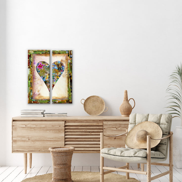 Nature Heart' Abstract Heart Wall Art Set