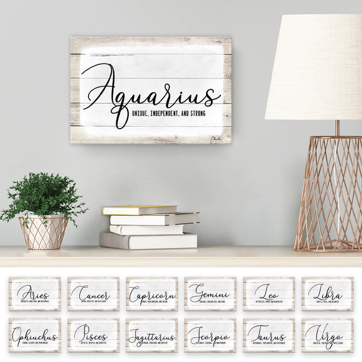 'Zodiac' Wrapped Canvas Textual Wall Art